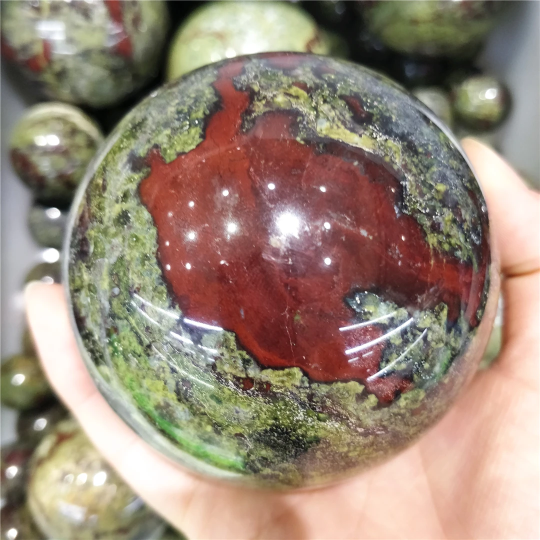 Natural Dragon Blood Stone Ball Sphere Quartz Mineral Crystals Charms Indie Room Decor Gemstone Collections Geological Ornament