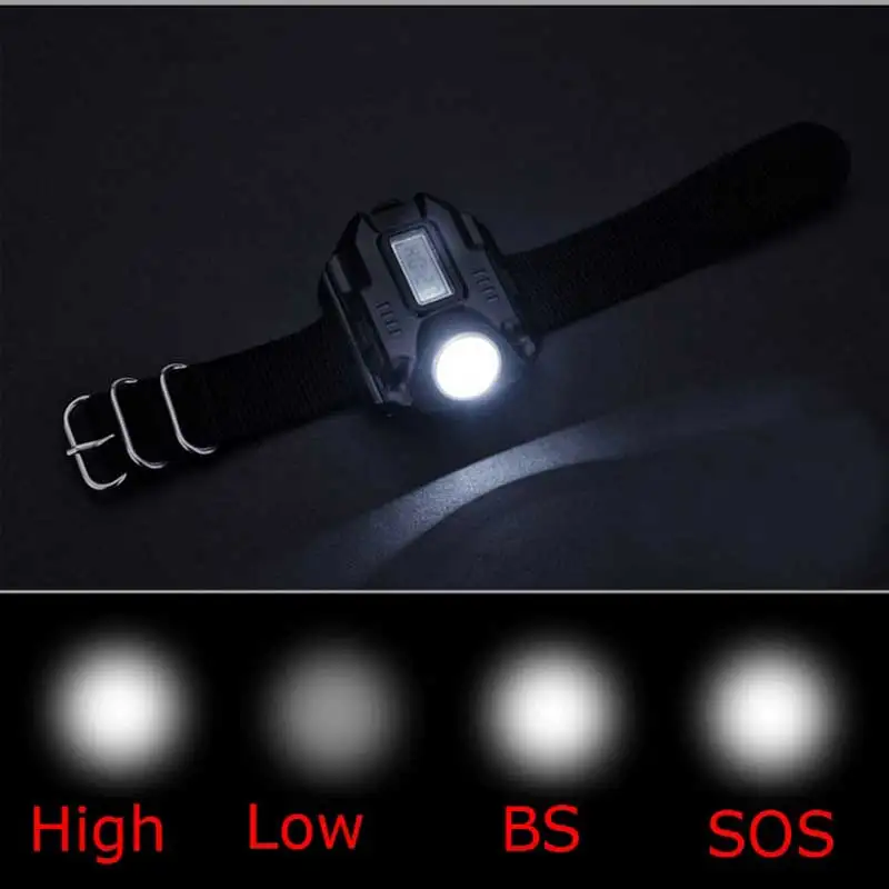 NEW Powerful led Flashlight Tactical LED Display Rechargeable Wrist Watch Flashlight Waterproof Torch With clock mini-compass