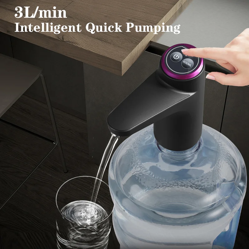 HiPiCok-Distributeur de pompe à eau électrique automatique, chargement USB, bouteille de gallon d\'eau, distributeur de clics, mini, 19 litres