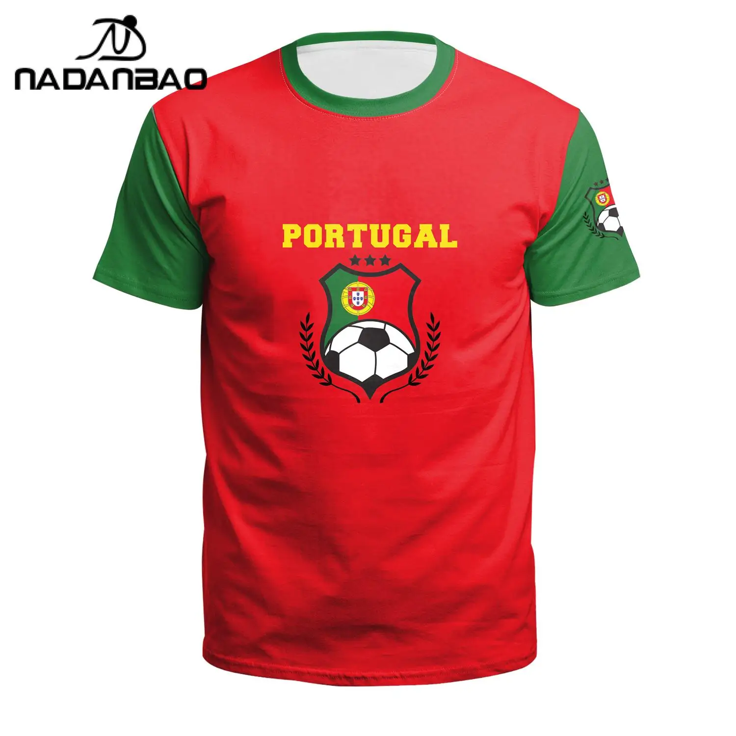 NADANBAO Short Sleeve Portugal Team Soccer Jerseys Print T-Shirts Oversized Male T Shirt Top Men Clothing