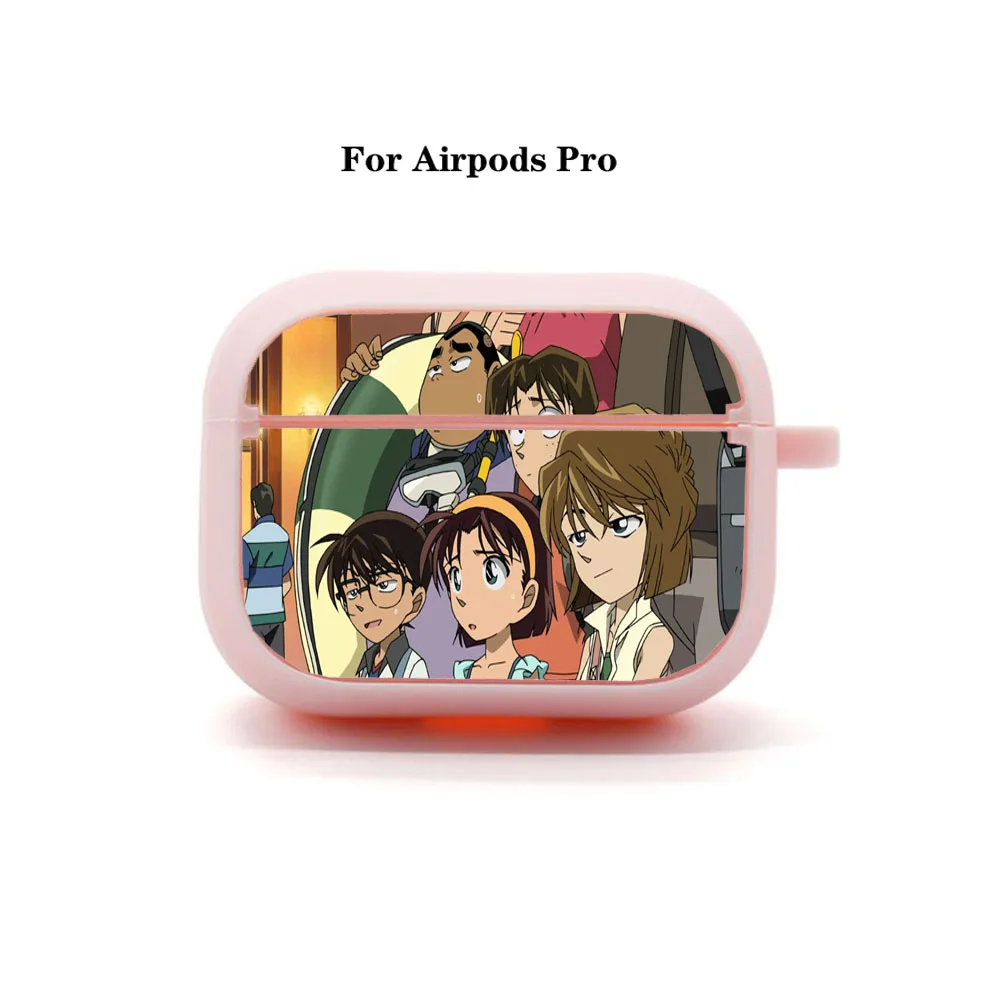 Étui AirPods Pro en Silicone souple, étui de protection pour écouteurs Apple, dessin animé détective Conan, étui pour écouteurs Bluetooth