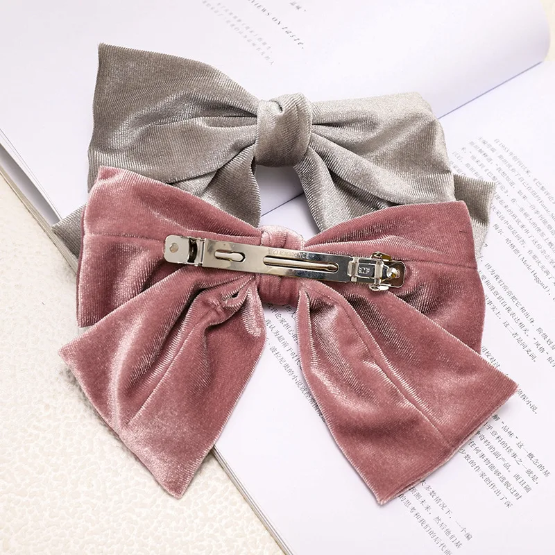 2020 Velvet Barrettes 2 Level Big Bow Pearl Hair Clip Korean Ponytail Clip Hairgrips For Women Autumn And Winter Hair Accessorie