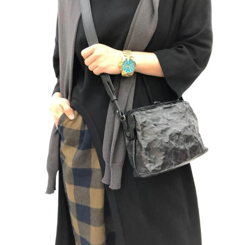 Vintage'owa, stylowa torebka na ramię ze skóry owczej dla kobiet, torebki z wzorem kamienia, skórzane torebki crossbody, małe listonoszki z zamkiem błyskawicznym, portmonetki.