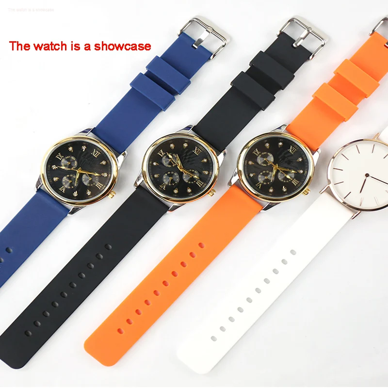 Silicone strap men's watch accessories pin buckle 18mm20mm22mm sports waterproof rubber quick release wristband  Watch band