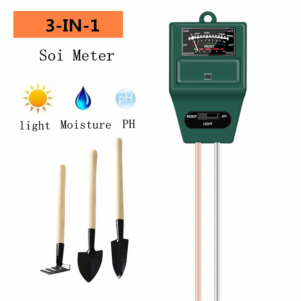 3 in 1 Soil PH Meter Sunlight Moisture PH Tester Flower Meter Garden Soil Humidity Sensor Plants Acidity Hygrometer 20%off