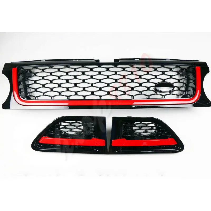 For Land Rover Range Rover Sport 2006-2013 High quality Black Frame/Net Red Edge Grille&Tuyere