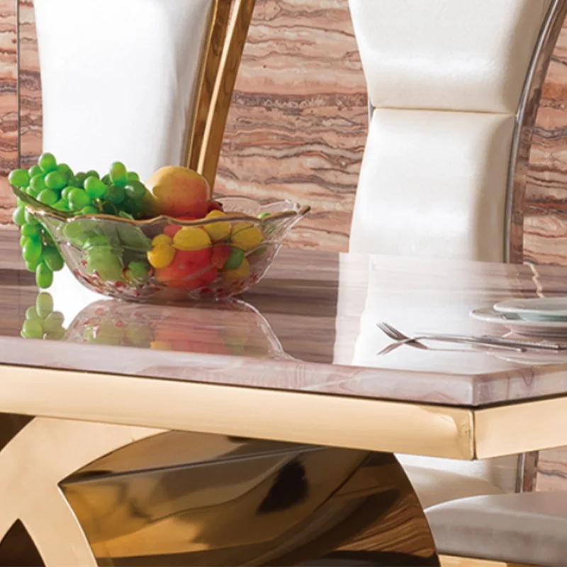 Modern Style Dining Table Metal Luxury Dining Table Rectangle Set  Chairs 21055