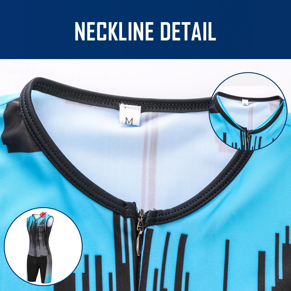 Mieyco Mehrfarbiger Triathlon Herren Ärmelloser Trainingsanzug Mountainbike Radsportanzug Leotard Jumpsuit Radsportanzug im Badeanzug-Stil – Detail 11