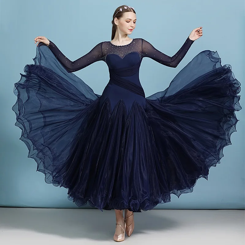 

H2583 Women Adult Modern Ballroom Dance Dress Diamond Performance Costumes Female National Standard Dance Show Big Swing Wear
