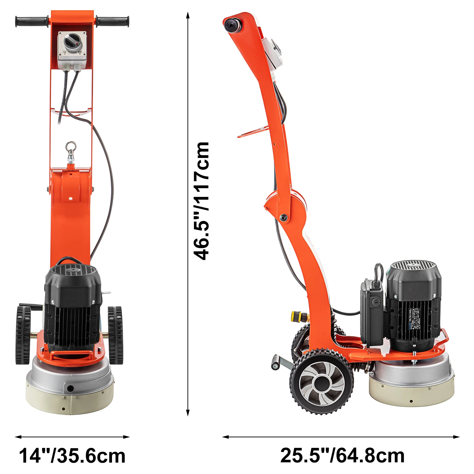 VEVOR-amoladora de suelo de hormigón, lijadora ajustable de renovación de revestimiento, 10 pulgadas, terrazo al vacío, pulidora de respaldo, 1.5HP