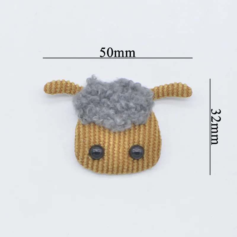 10Pcs 50*32mm Sheep Embellishment with Plush for DIY Clothes Hat Patch Fabric Sewing Craft Socks Gloves Shoes Decor Applique L91