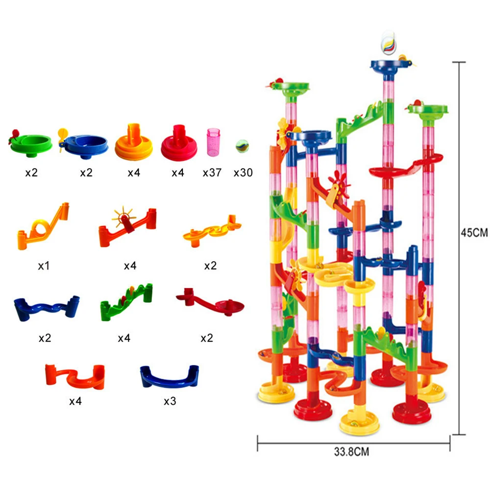 109 Pcs Diy Doolhof Ballen Track Bouwstenen Speelgoed Voor Kinderen Bouw Marmeren Ras Run Pijplijn Blok Educatief Speelgoed Spel