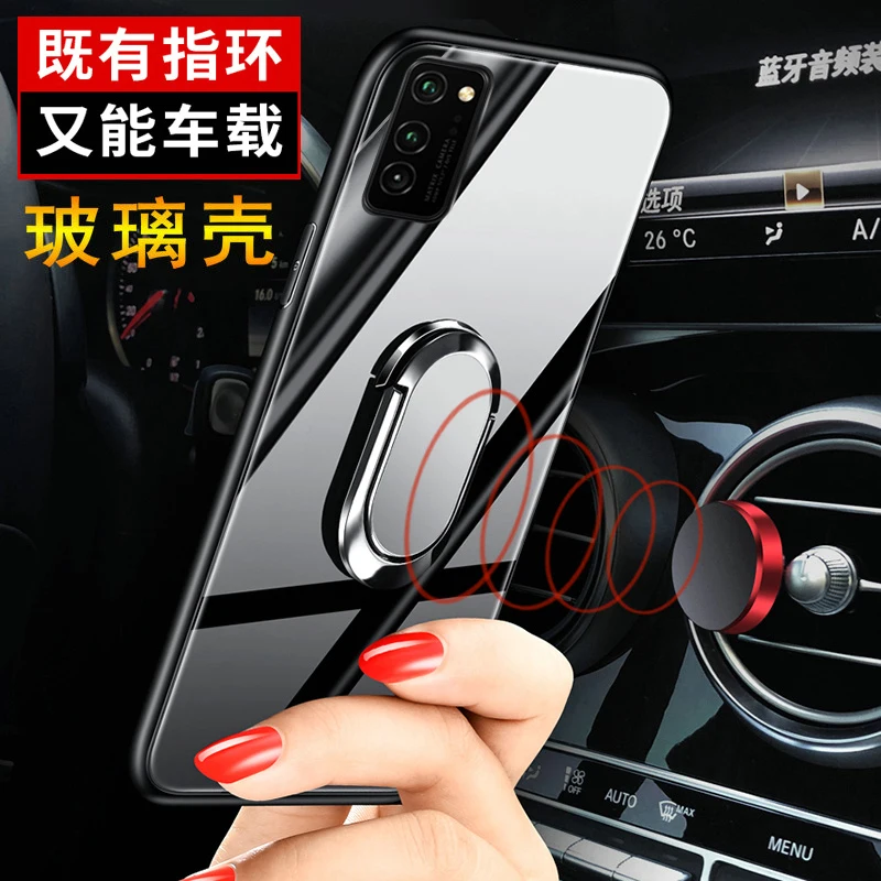 حافظة لهاتف سامسونج S20 بلس جالاكسي S21 غطاء من الزجاج المقسى الترا مع حامل مغناطيسي حلقي لهاتف سامسونج S20 S10 Plus S10e Capa