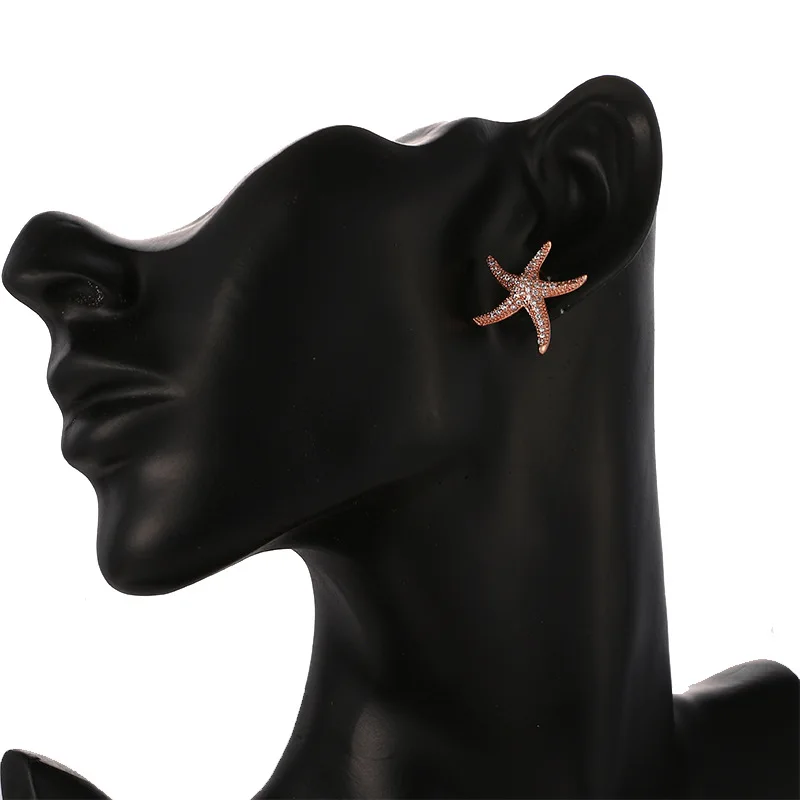 Floralbride Fashion Jewelry Bijoux Anti-allergic Earring Charm Starfish Stud Earrings Women Trendy Rose Gold Color Earrings