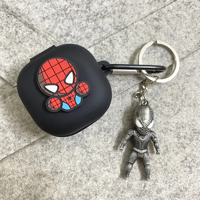 Hoạt Hình Marvel Tai Nghe Chụp Tai Dành Cho Samsung Galaxy Nụ Sống/Pro Ốp Tai Nghe Không Dây Bluetooth Ốp Lưng Kim Loại Móc Khóa