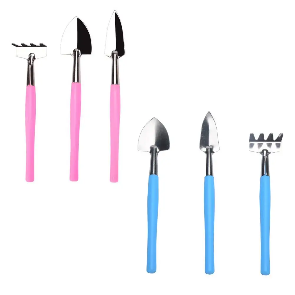 3PCS/Set Portable Gardening Tools Plant Pot Seedling Spade Shovel Rake Spade Plant Garden Soil Raising Flowers Stainless Steel