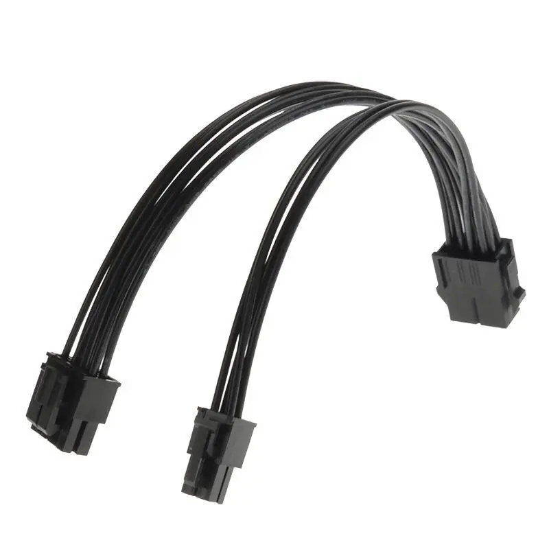 20Cm Cpu 8Pin Om 8 + 4pin Voeding Verlengkabel Cord Lead Mouw Zwart