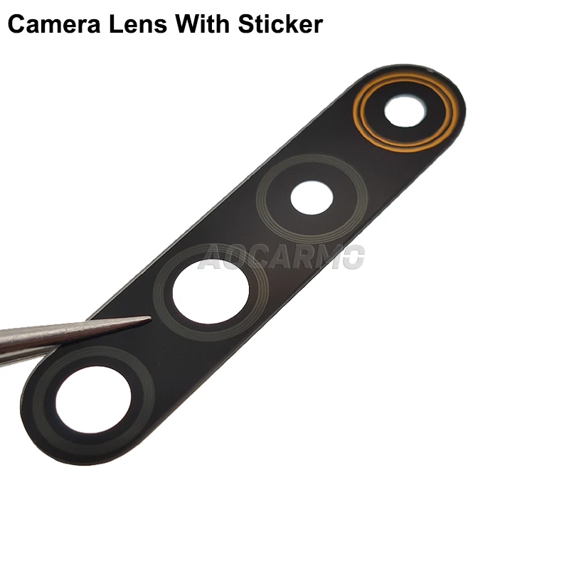 Aocarmo For Realme 6 Pro 6P Back Lens Rear Camera Len Glass Cover With Adhesive Sticker