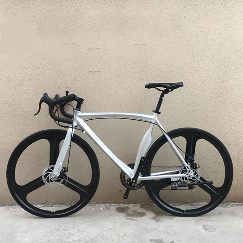 16 Speed Road Bike 48/53cm Road Bike Aluminum Alloy Frame Double Disc Brake City Bike Curved Straight Handlebar Racing Bicycle