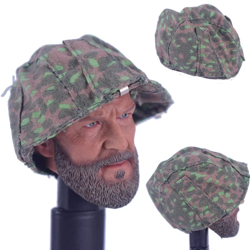 1:6 Soldat Actionfigur Zubehör WWII Frühling Herbst Erbse Vorwärts Mütze Hut Blatt Camou Helmüberzug Modell F 12"Headsculpt