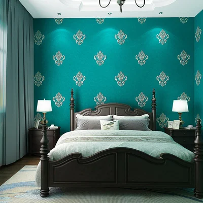 3D European Style Non-Woven Damascus Room Wallpaper Bedroom Warm Background