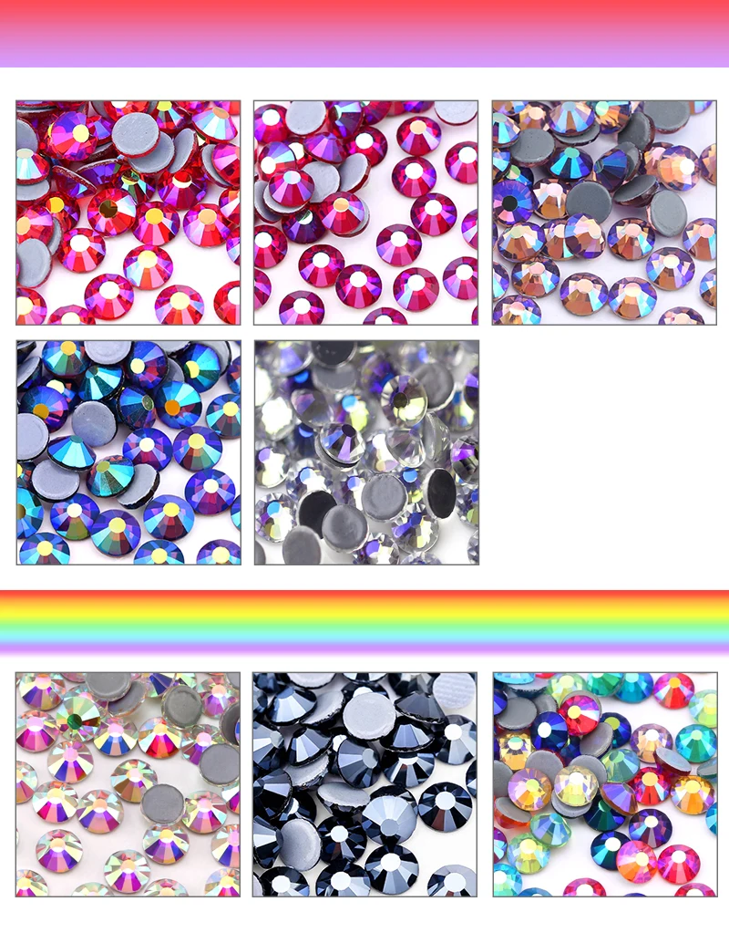 SS6-SS30 Multi-farbe Kristall AB Hot Fix Strass Kristall Super Glitter Strass Eisen Auf Strass Für Nagel Kunst Stoff kleidungsstück – Detail 14