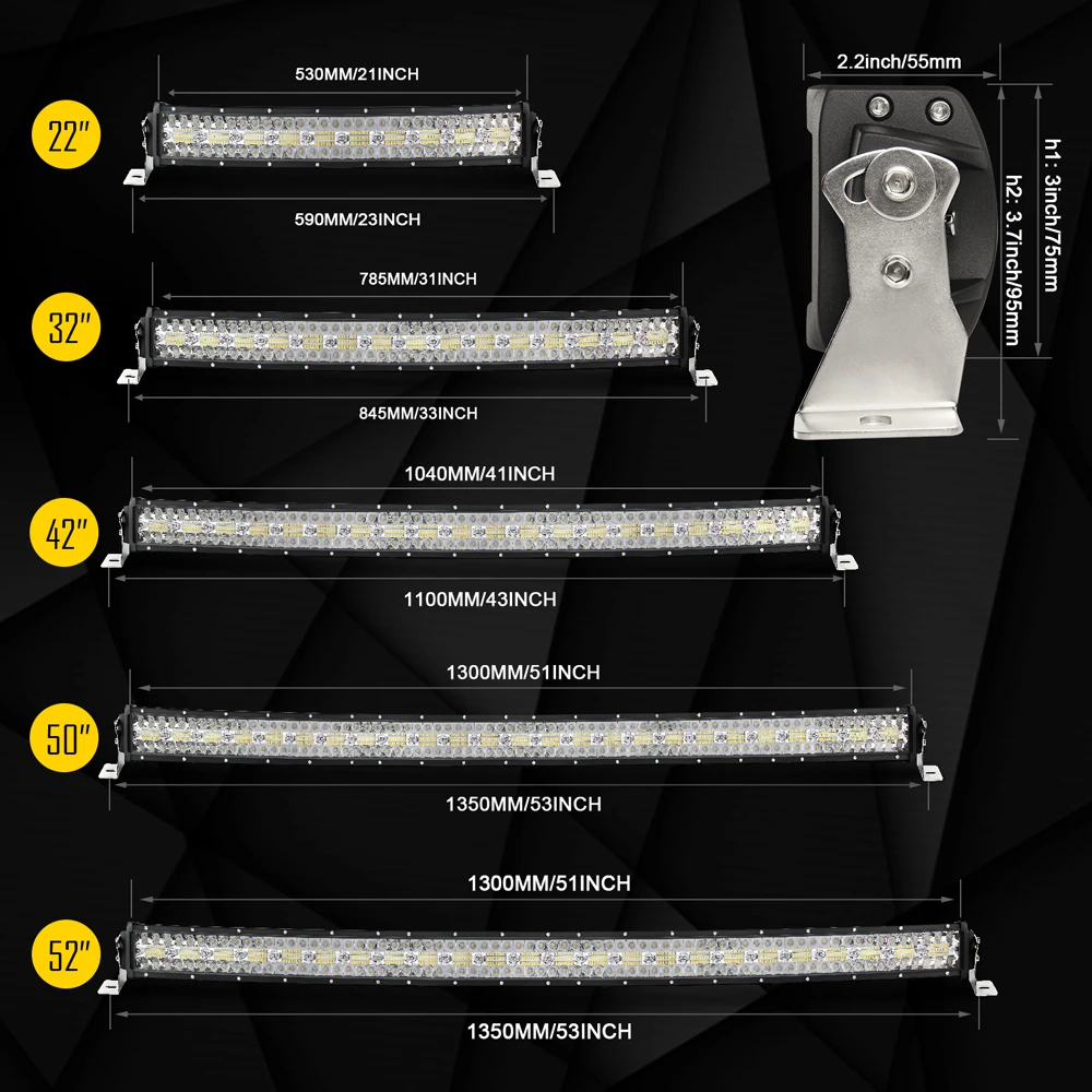 CO LIGHT 3-Row Strobe LED Work Light 22 32 42 50 inch Offroad Led Bar Combo Led Car Light for Truck ATV 4x4 Driving Lamp 12V 24V