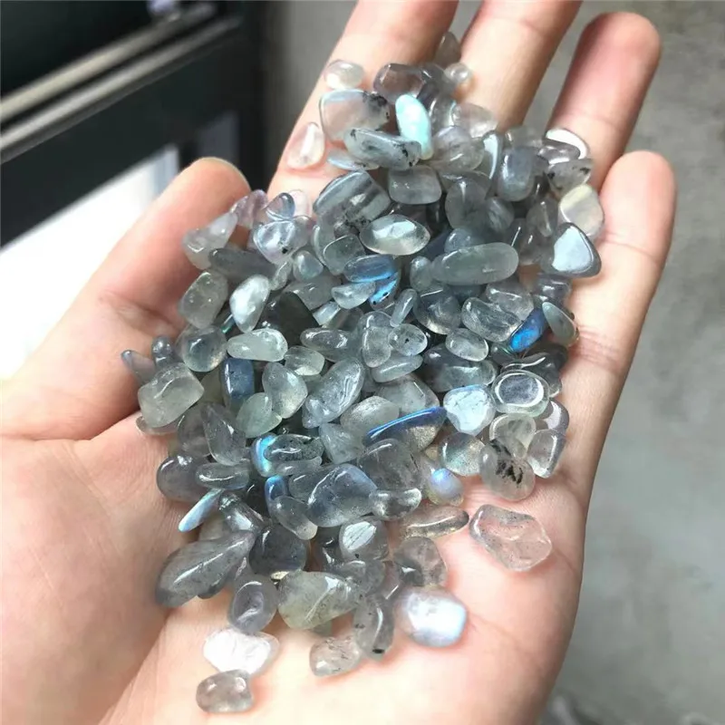 Healing crystals chips natural blue flash Labradorite crystal gravels for Garden decoration
