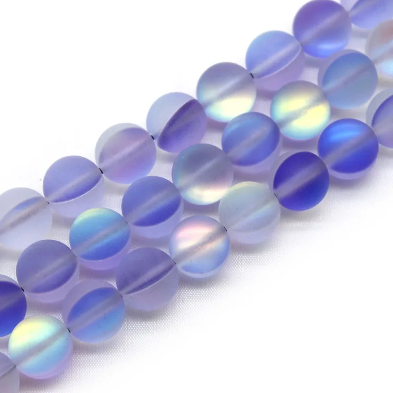 

Natural Matte Austria Purple Crystal MoonStone Glitter Round Loose Beads For Jewelry Making Diy Necklace Bracelet 6 8 10mm