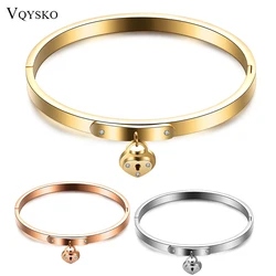 Classic Brand Forever Love Heart Bangle & Bracelet For Women Jewelry Lock Bracelets Stainless Steel Crystasl Bangles