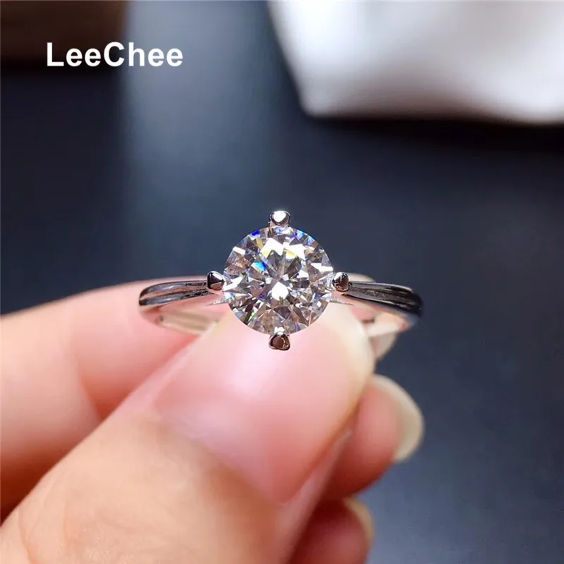 

1CT Moissanite Ring 6.5MM Lab Diamond Fine Jewelry with Certificate for Women Engagement Party Gift Real 925 Sterling Silver