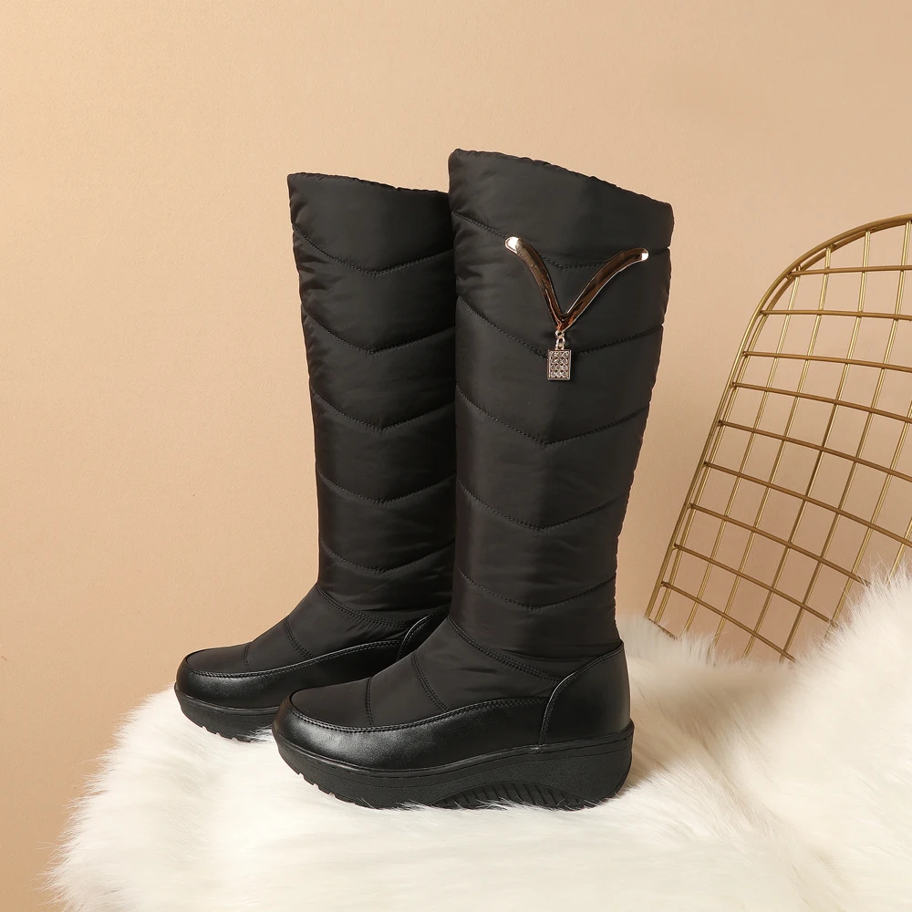 Fashion winter snow boots for women Comfortable waterproof and non-slip bottines Plush platform slip on big size femmes bottes