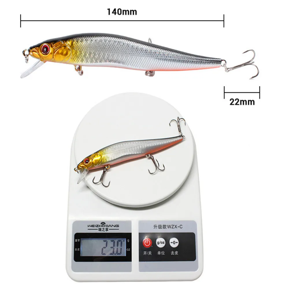 1 pçs qualidade grande minnow iscas de pesca 14cm 23g wobbler duro iscas crankbaits isca artificial para peche pike carpa enfrentar