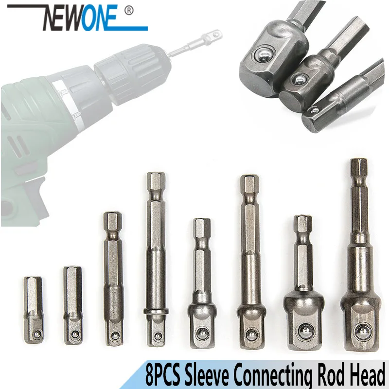 

3pcs/8pcs per set Sleeve Connecting Rod Head Socket Adapter Impact Hex Shank Drill Bits Bar Set 1/4" 3/8" 1/2" Bits