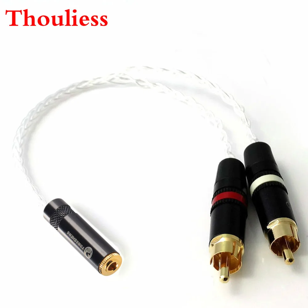 

Thouliess HIFI DIY 1/8 3,5 мм стерео гнездо до 2 RCA штекер аудио адаптер кабель 8 ядер 7N OCC медный посеребренный аудио кабель