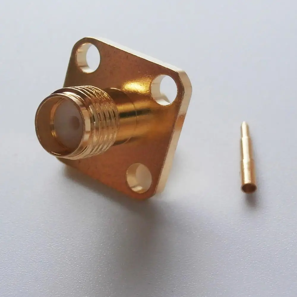 1X Pcs RPSMA RP SMA RP-SMA Female jack 4 Hole Flange Chassis Panel Mount semi-rigid RG402 0.141" cable RF Connector Adapters image 3