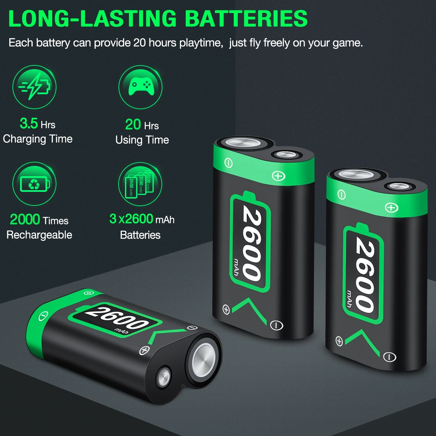 3 x2600mAh Pack de batería recargable para Xbox serie X/S/Xbox One S/X/Xbox un controlador inalámbrico batería + cargador de batería USB