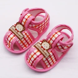 Newborn Cute Plaid Bear Sandals Cotton soft sole Anti-slip  Toddle Boy Girl Shoes Infant Kid Shoes Prewalkers For 0-18M