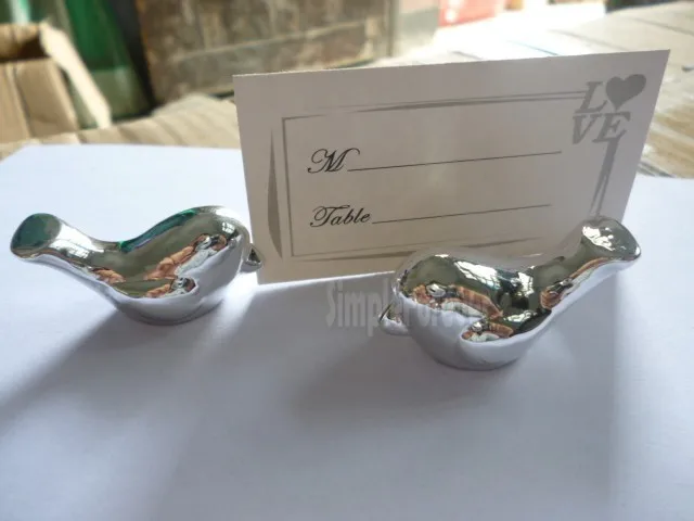 50pcs Wedding Party Decoration Bird Silver Place Card Holder