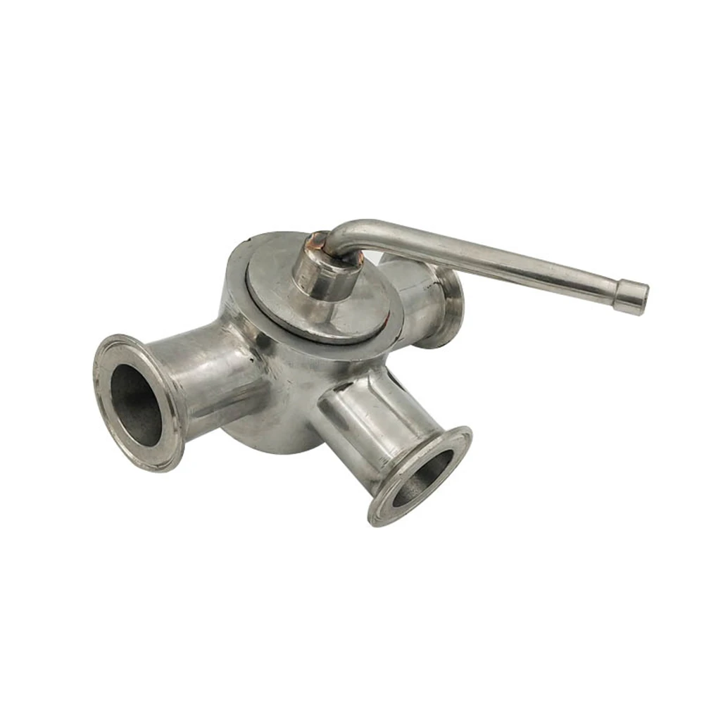 

3-way Cock Valve 304 Stainless Steel Sanitary Straight-in T-thread Tri Clamp Cock Valve fit Pipe OD 25/32/38/51mm