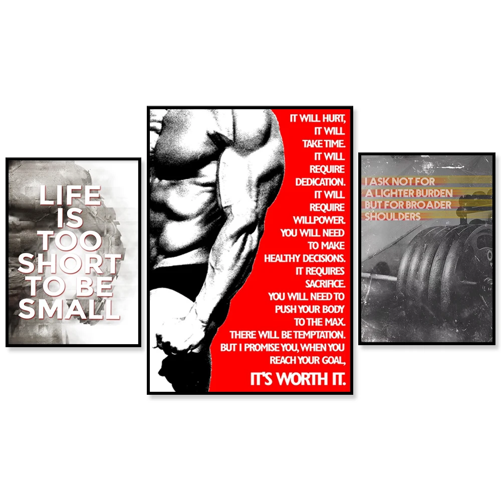 

Motivational Bodybuilding Art Print"It will hurt. It will take time" Poster Gift Home Wall Decor Motivation Body Building