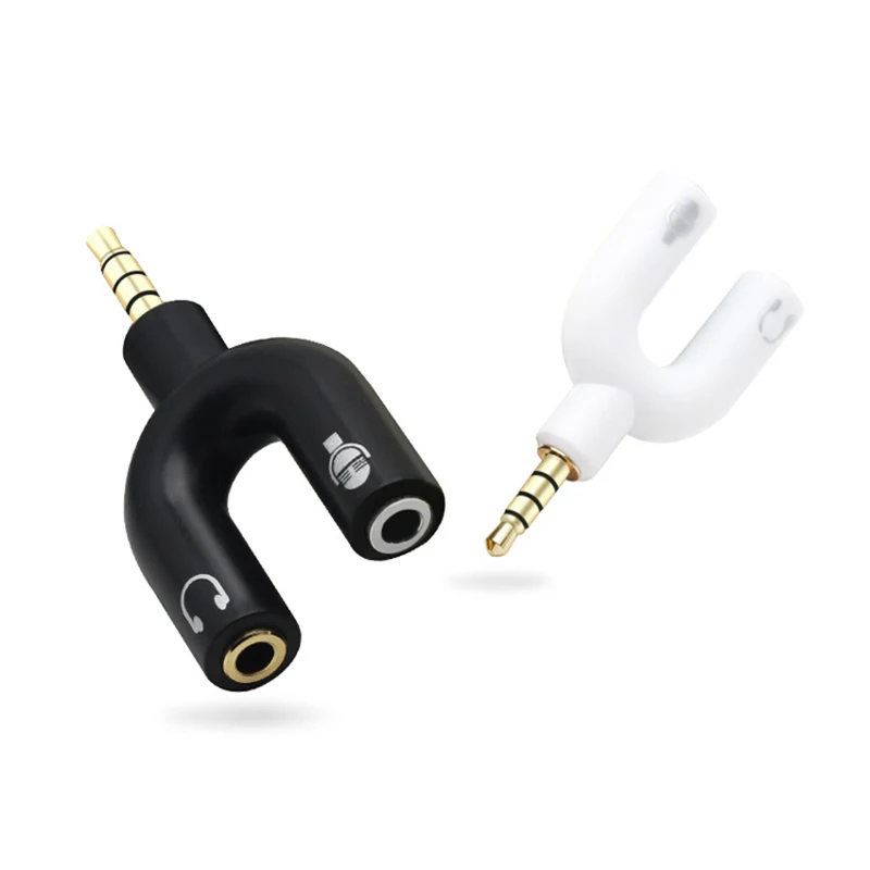 Earphone Connector Converter 3.5mm Stereo Adaptor Splitter Audio to Mic & Headset Jack Plug Adapter For Mobile Phone Tablet PC