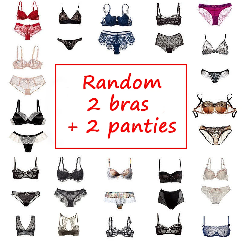 Mierside Good Quality Random Free Women's Sexy Bras And Panties (Including 2 Bras + 2 Panties)