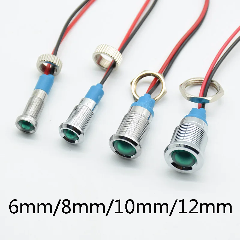 1pc 10mm Waterproof Warning LED Metal Indicator Pilot Light Signal Lamp 6V 12V 24V 220V Machine Car Boat Working PC Power IP67