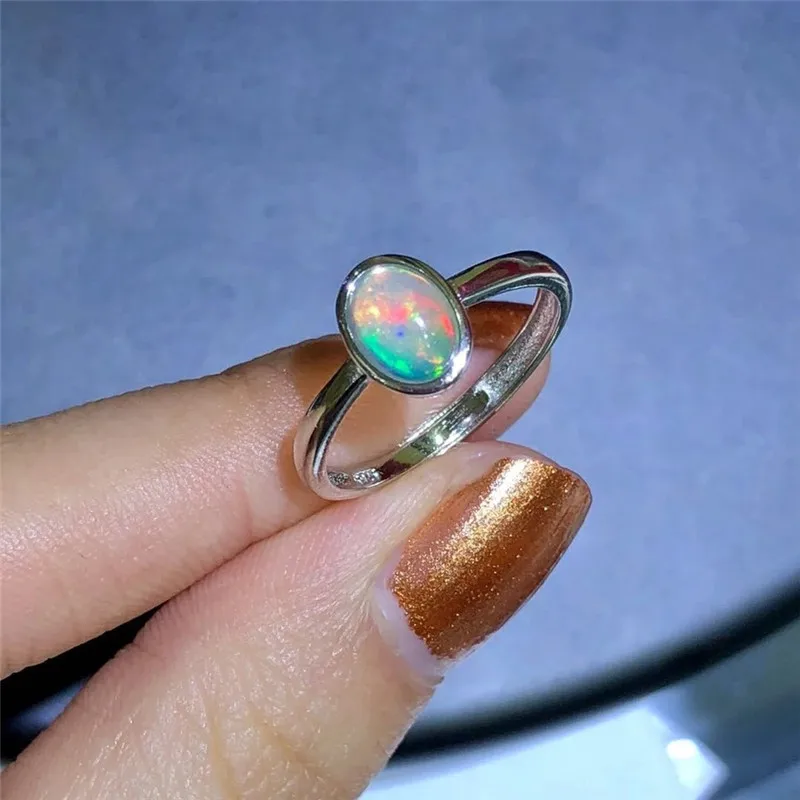 Promotion opal stone ring  5*7mm natural Australian opal gemstone silver ring solid 925 sterling silver opal ring for lady