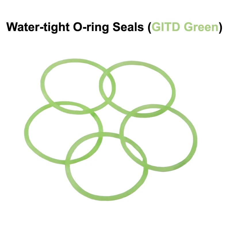 Water-tight Elastic Silicone O-Ring Seals for Flashlights Waterproof Usages - GITD Green