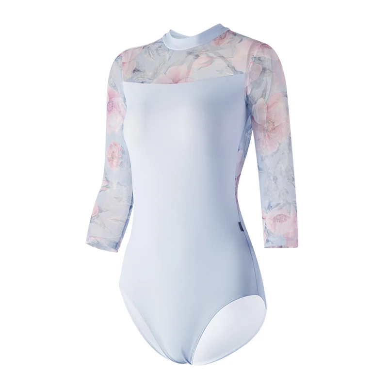 Body da ballo gonna da balletto per adulti manica lunga Flora collo alto balletto body abito da balletto Ballerina Dancewear ginnastica body