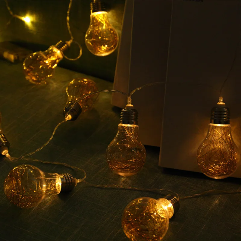 Imagem -02 - Lâmpada Luz da Corda Retro Ouro Fada Jardim Luz Grande Lâmpada Bateria Pátio Usb Luzes Românticas Luzes de Natal ao ar Livre 1.5m