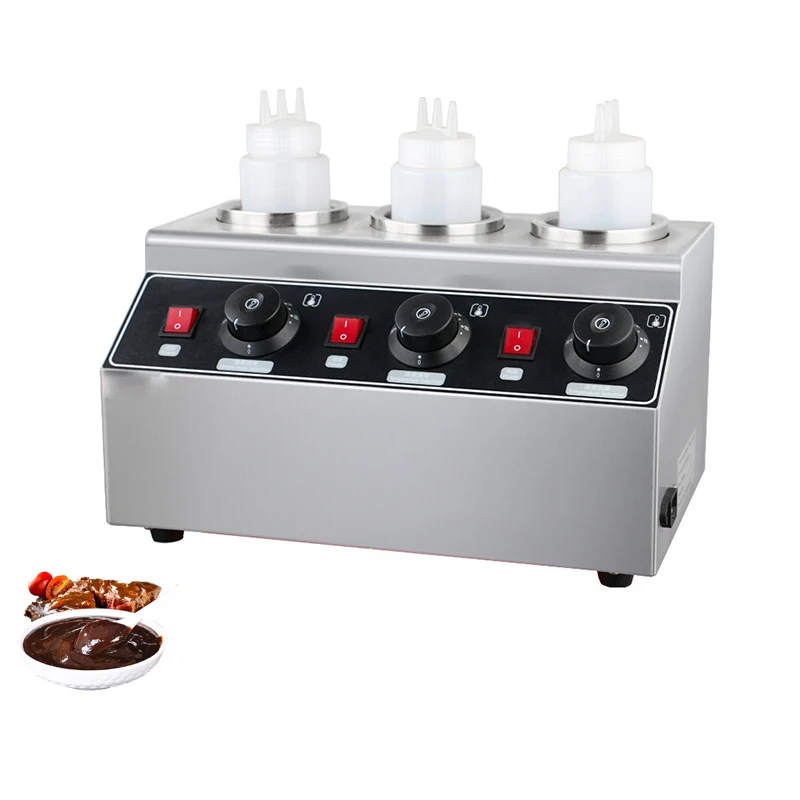 

Commercial Sauce Bottle Warmer Chocolate Jam Insulation Machine 3 Bottles Preservation Machine Sauce Heater Dispenser