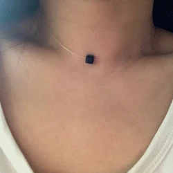 Simple Small Black Acrylic Geometric Bead Choker Necklace Cute Transparent Fishing Line Chain Neck Clavicle Jewelry